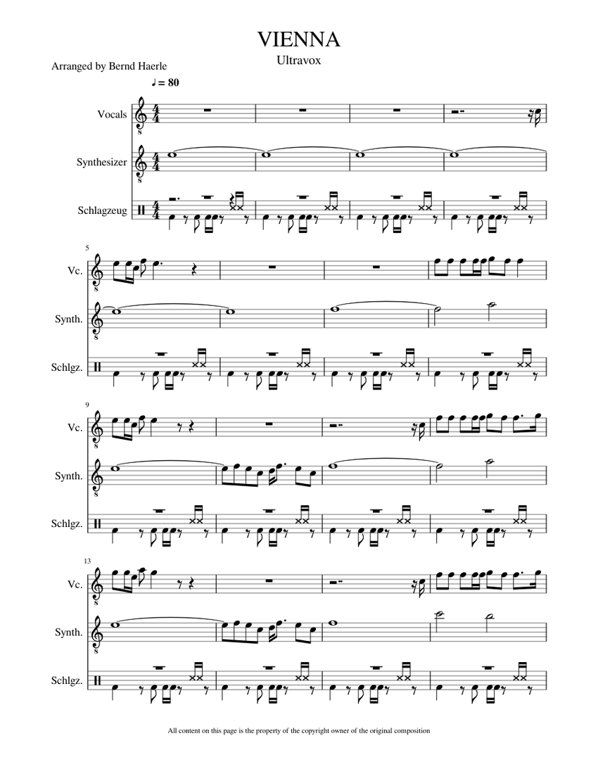 VIENNA Sheet music for Piano, Synthesizer, Strings, Cello | Download