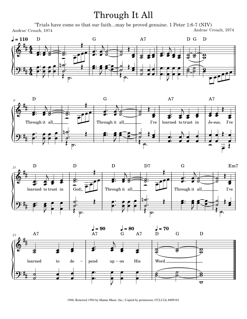 Through It All Sheet music for Piano (Solo) | Musescore.com