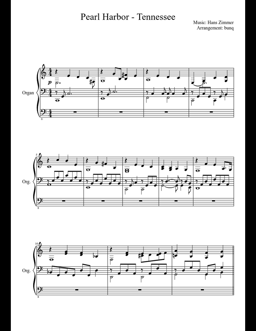Pearl Harbor Tennessee sheet music download free in PDF or MIDI