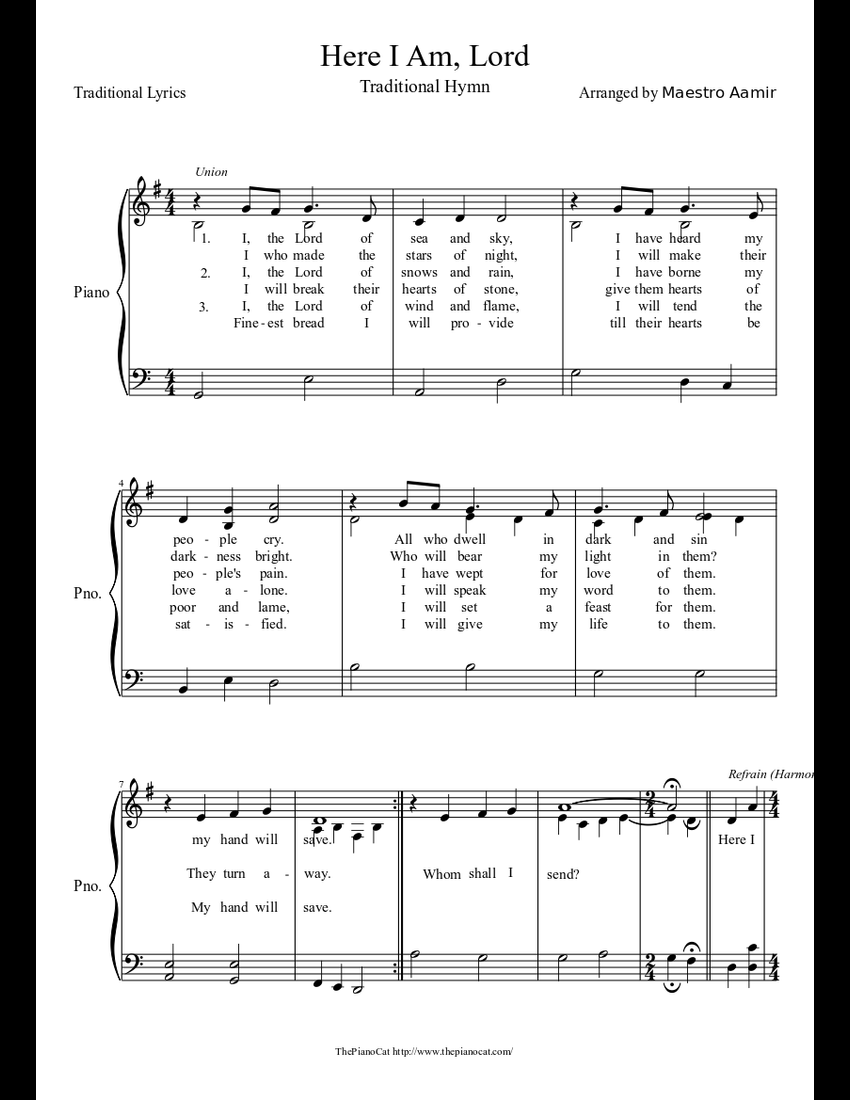 Here I am, Lord sheet music download free in PDF or MIDI