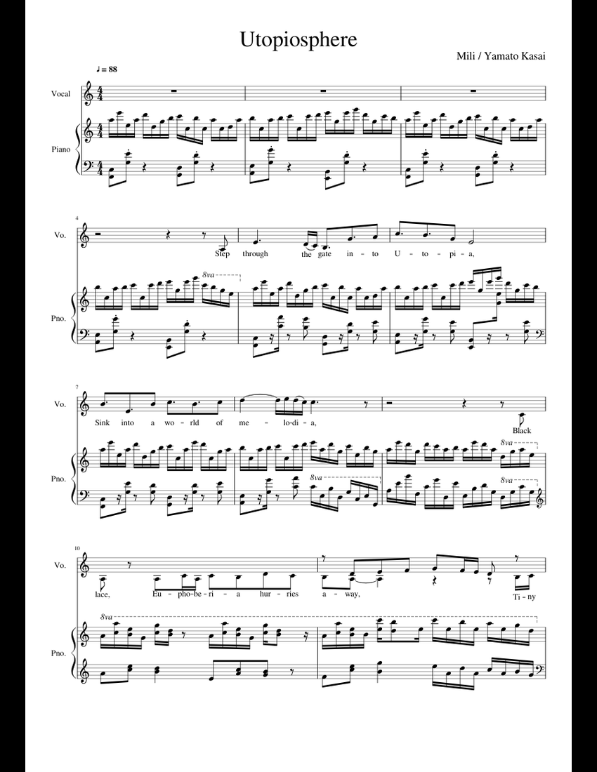 Utopiosphere-Piano+Vocal- sheet music for Piano, Voice download free in ...