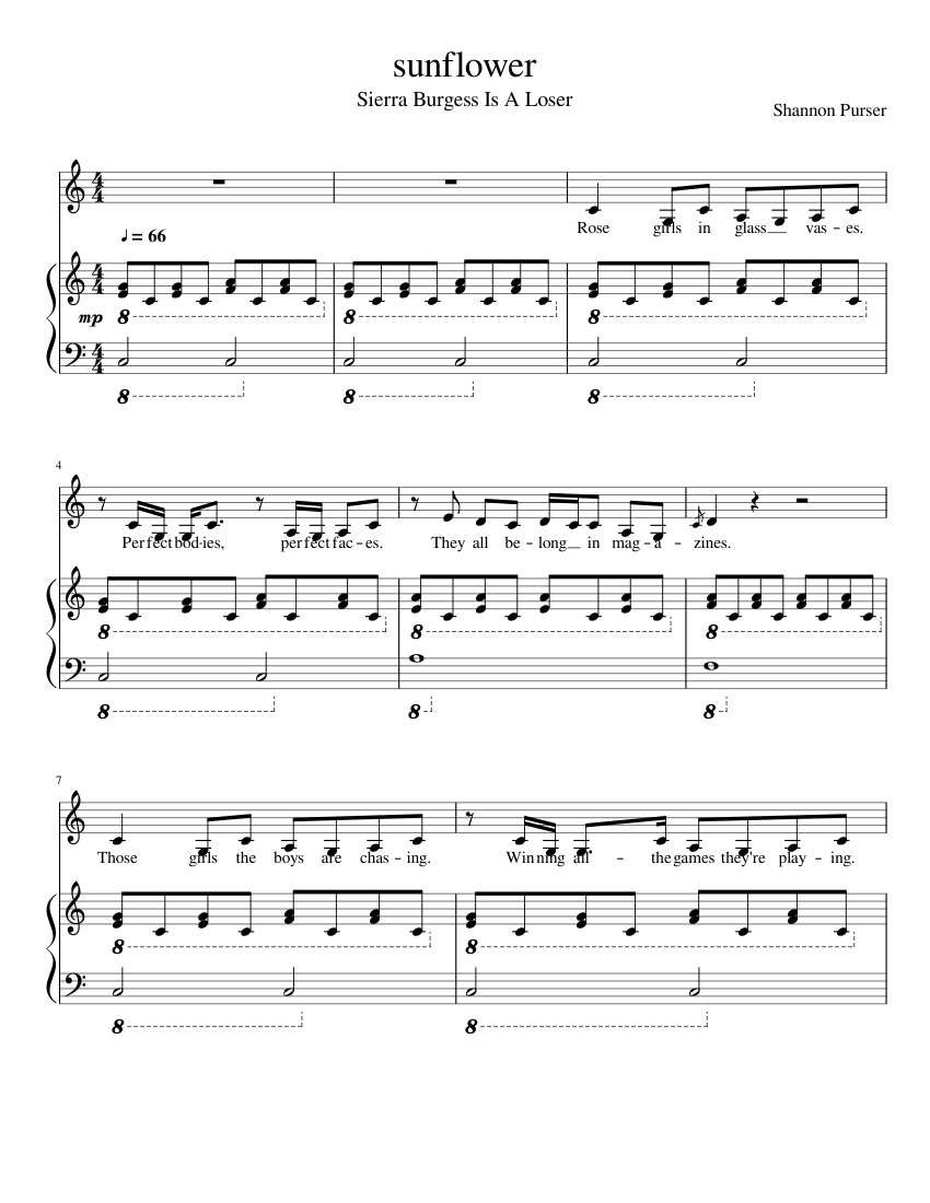 sunflower sierra burgess piano chords easy | كنج كونج
