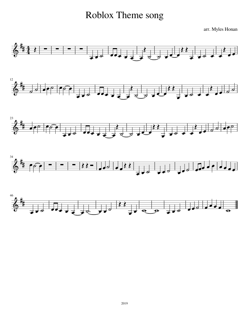 Roblox Theme Song Sheet Music For Trumpet Download Free In Pdf