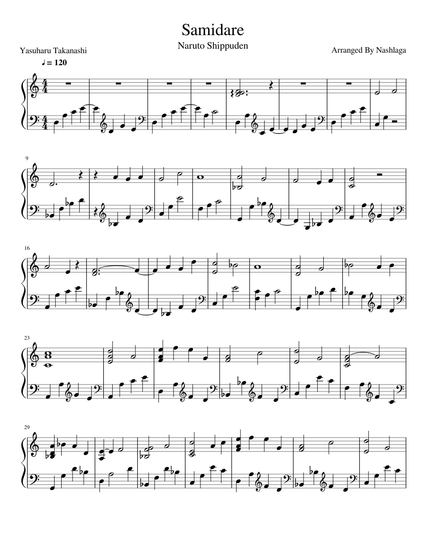 Samidare - Naruto Sheet music for Piano | Download free in PDF or MIDI