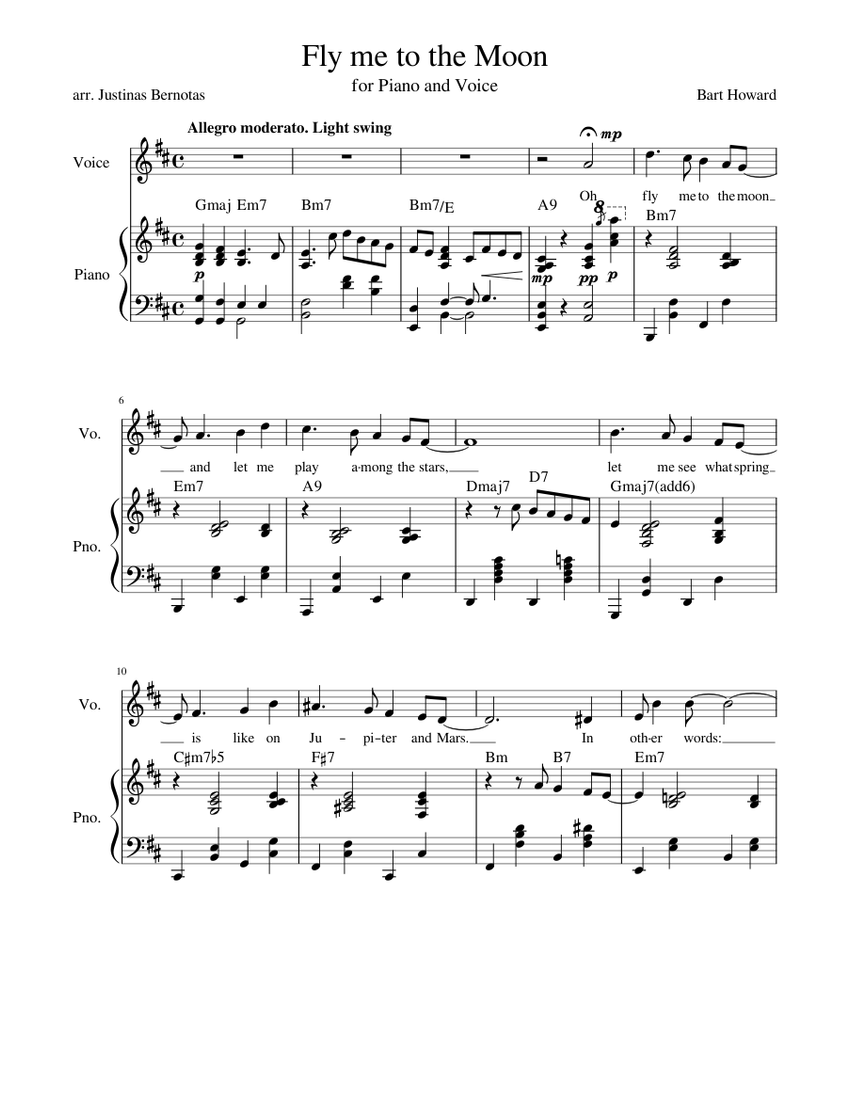 Fly me to the Moon (original arrangement) Sheet music for Piano, Cello | Download free in PDF or ...