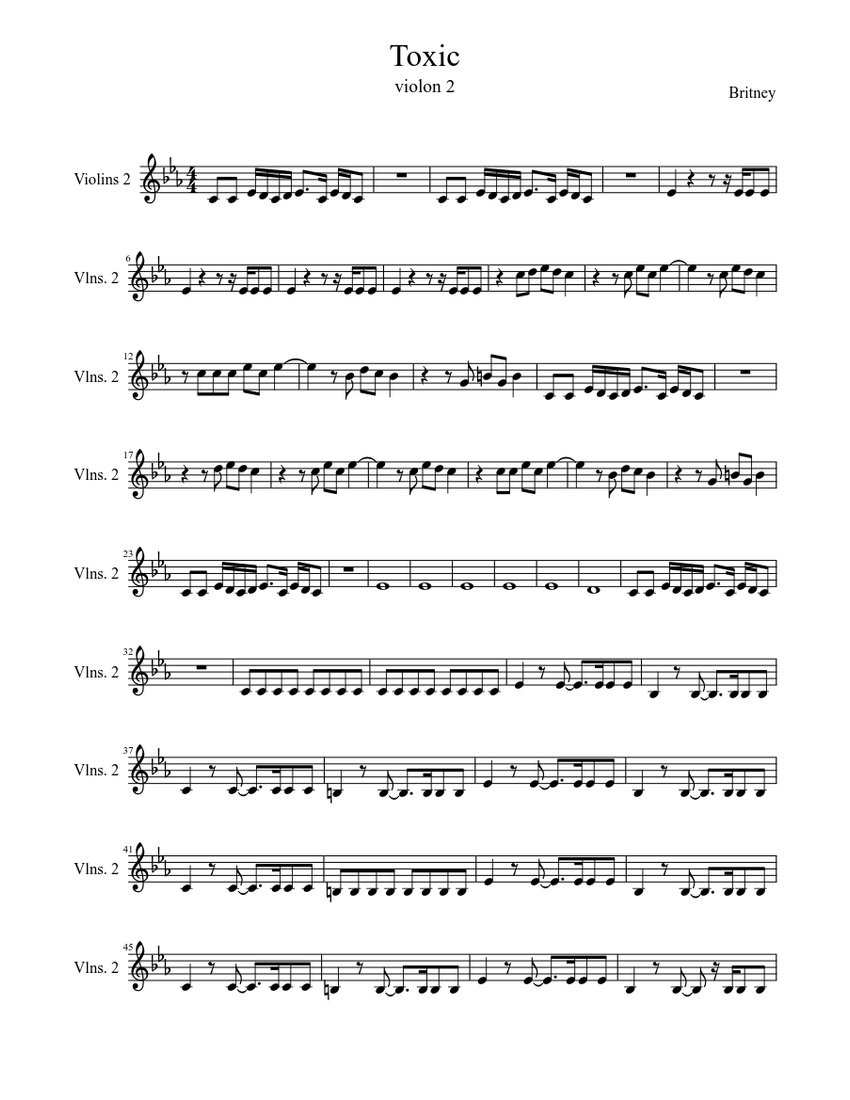 Toxic Sheet music | Download free in PDF or MIDI | Musescore.com