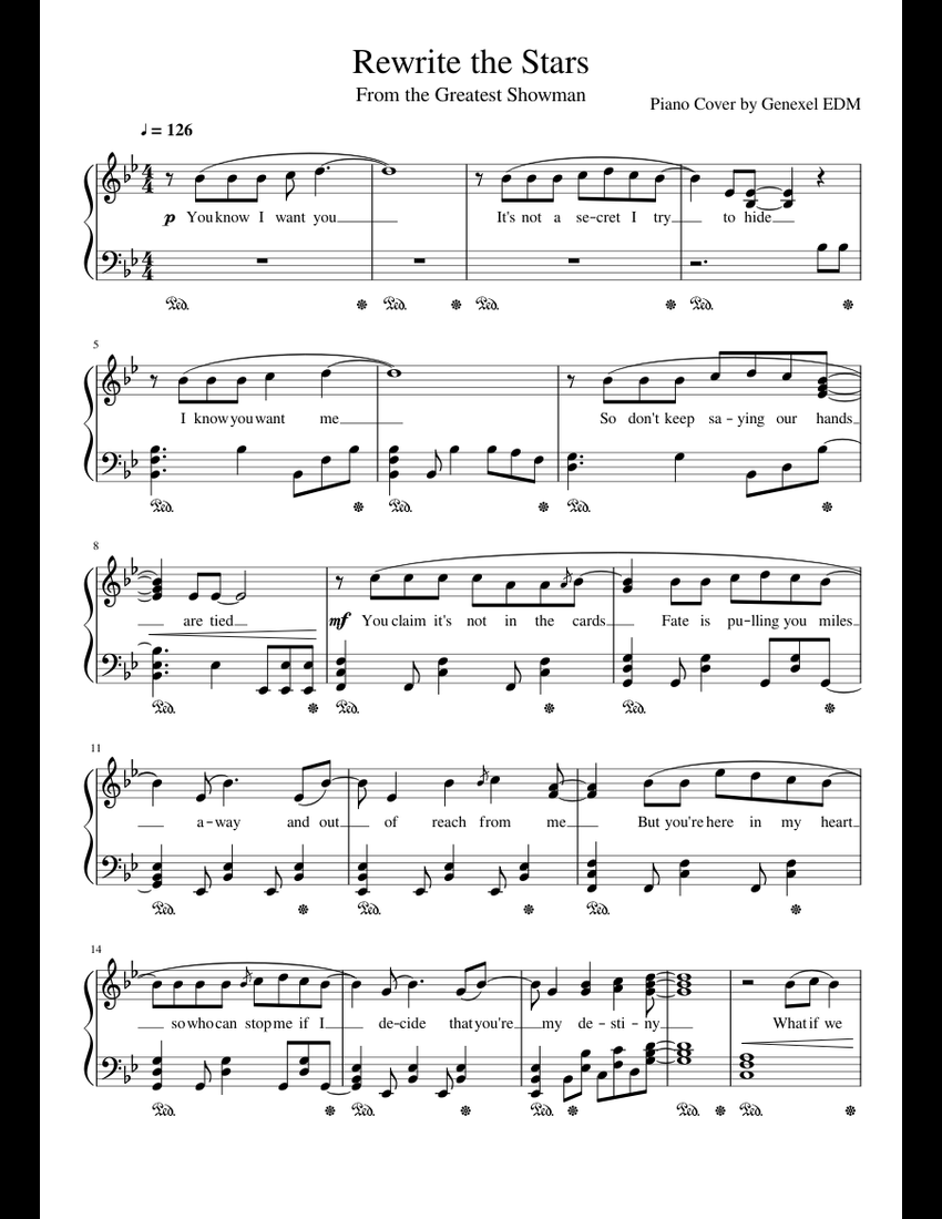Rewrite the Stars Piano Cover sheet music for Piano download free in