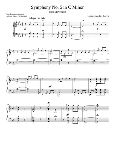 BEETHOVEN sheet music free download in PDF or MIDI on MuseScore.com