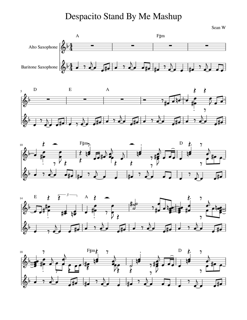 Despacito Stand By Me Mashup Sheet music for Saxophone (Alto