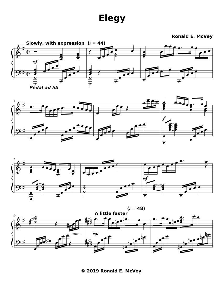 Elegy Sheet Music For Piano Solo Musescore