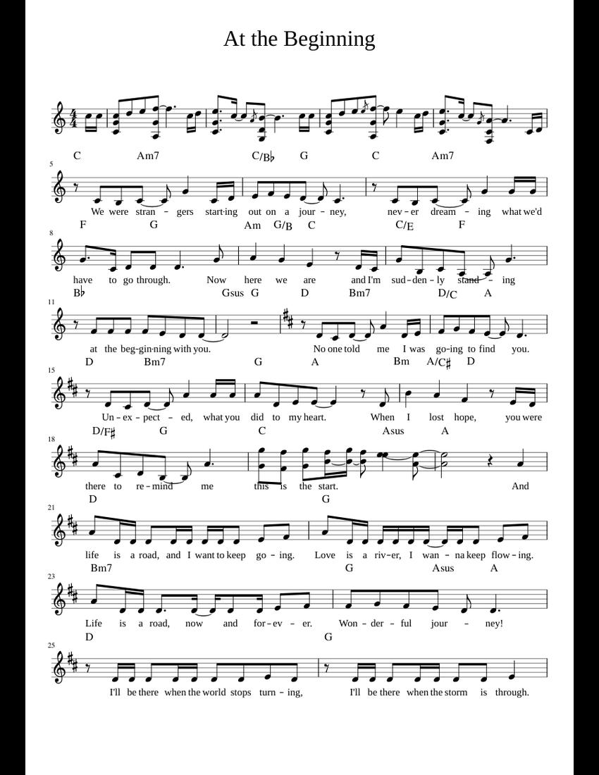 156666 At the Beginning Lead Sheet sheet music for Piano download free ...