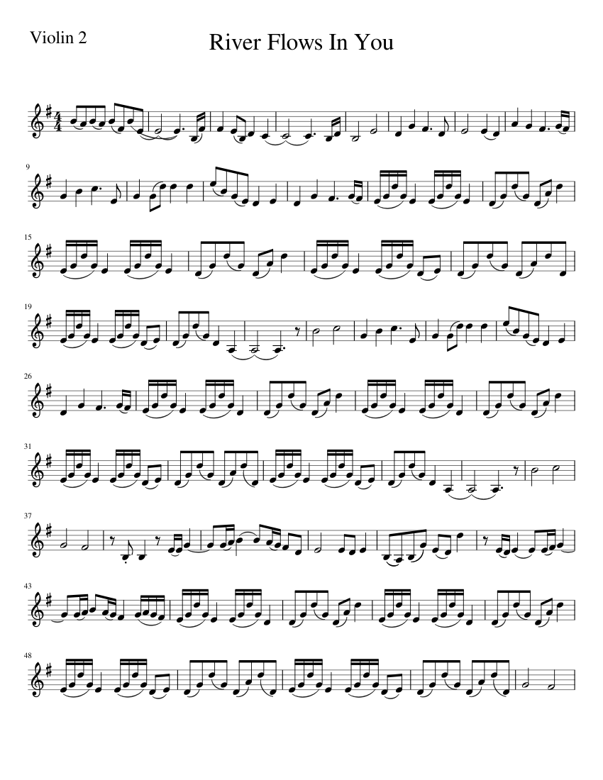 River Flows In You violin 2 sheet music for Piano download free in PDF