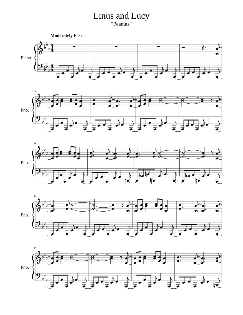 Linus and Lucy (Fixed) Piano only Sheet music for Piano (Solo