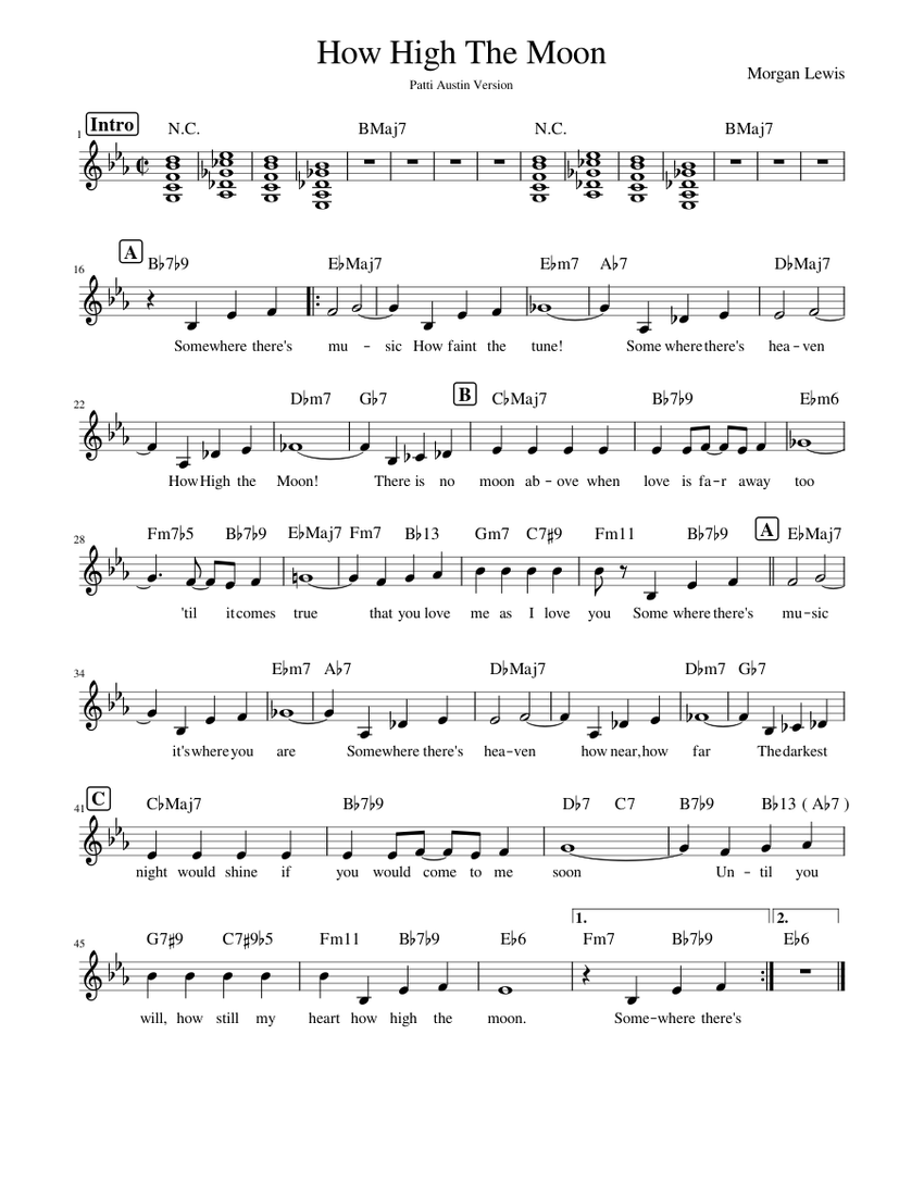 How high the moon Sheet music (Solo)