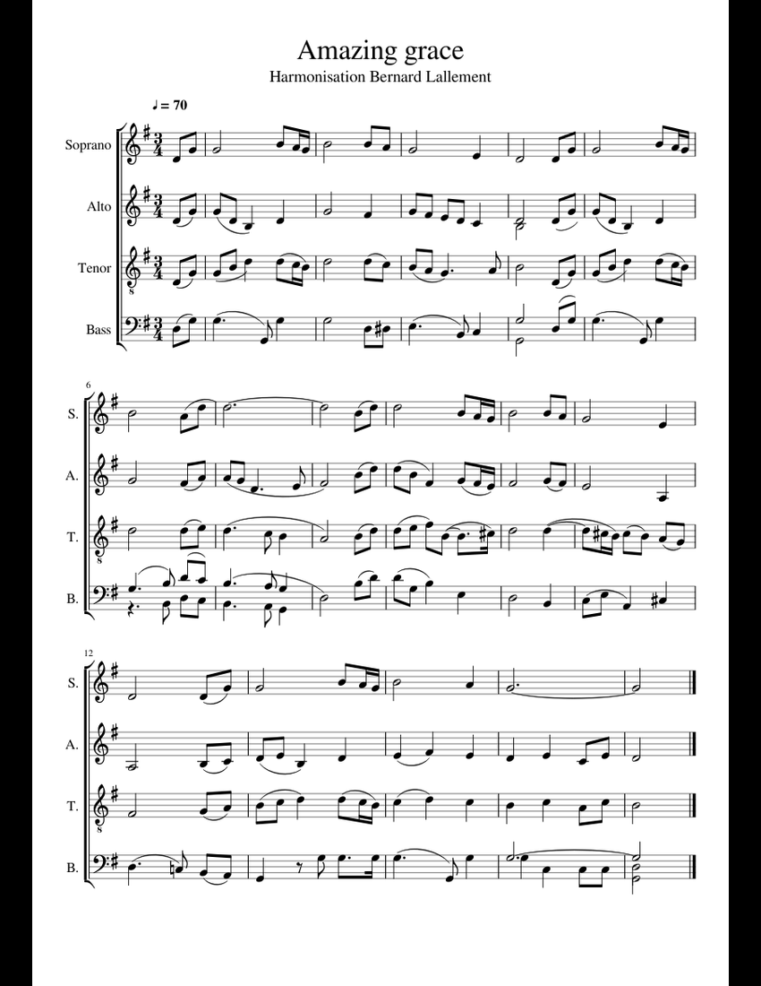 Amazing grace sheet music for Piano, Voice download free in PDF or MIDI