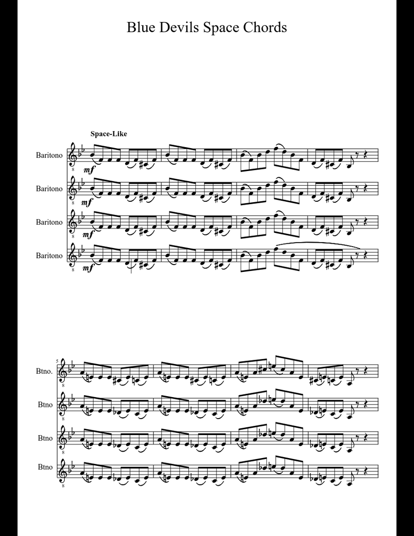 Space chords Baritono sheet music download free in PDF or MIDI