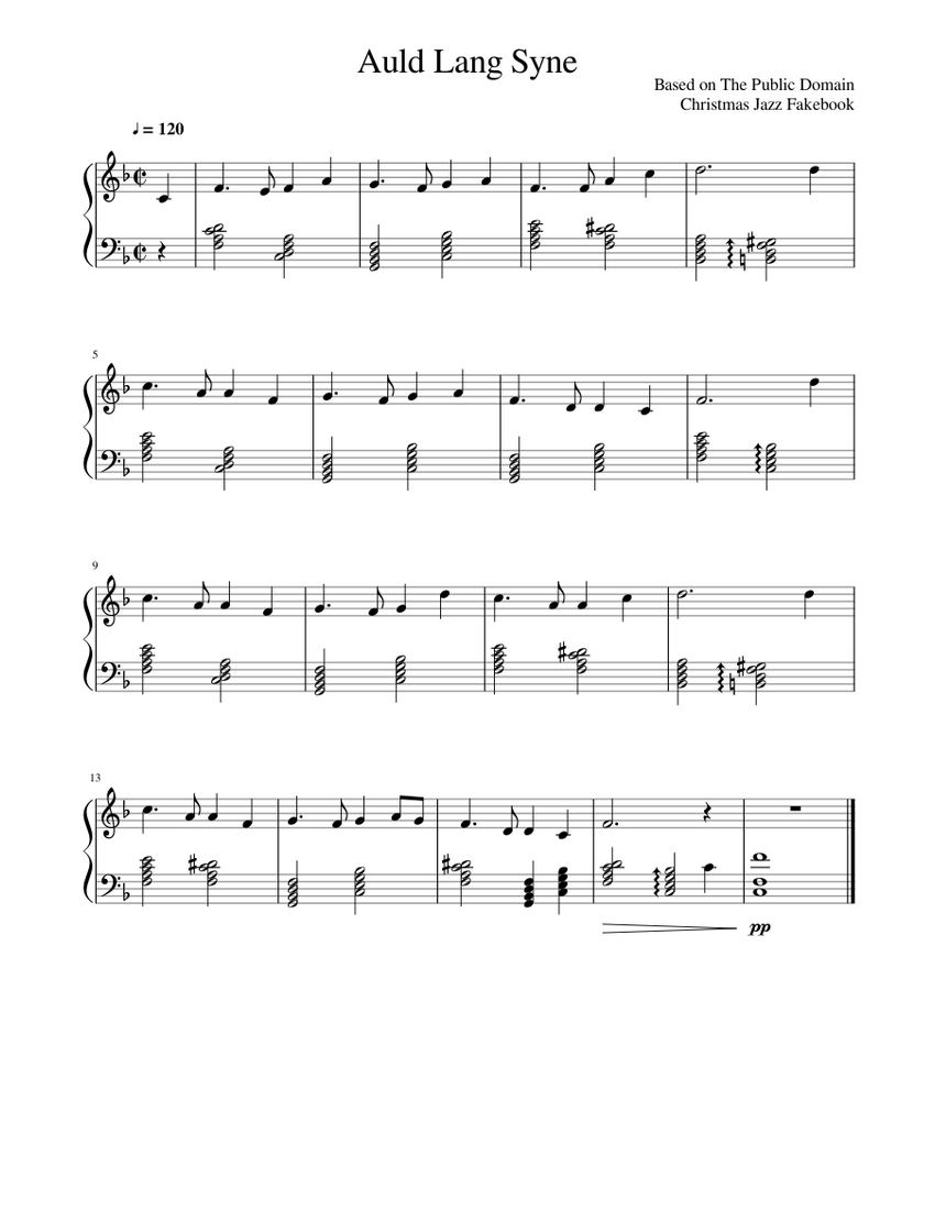 Auld Lang Syne Sheet music for Piano | Download free in PDF or MIDI