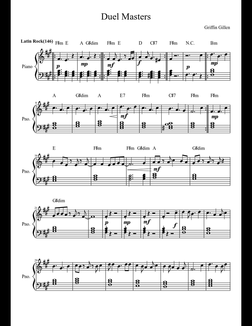 Duel Score Card.pdf Duel Masters sheet music download free in PDF or MIDI