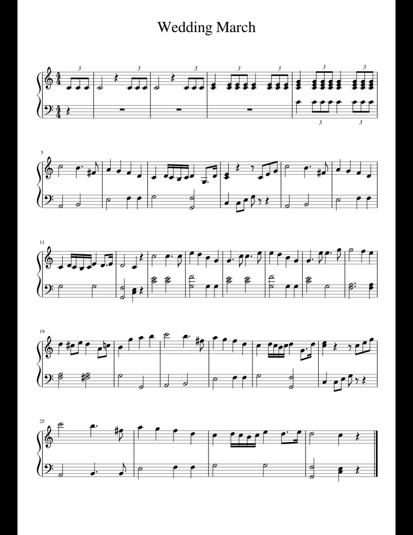 Wedding March sheet music for Piano download free in PDF