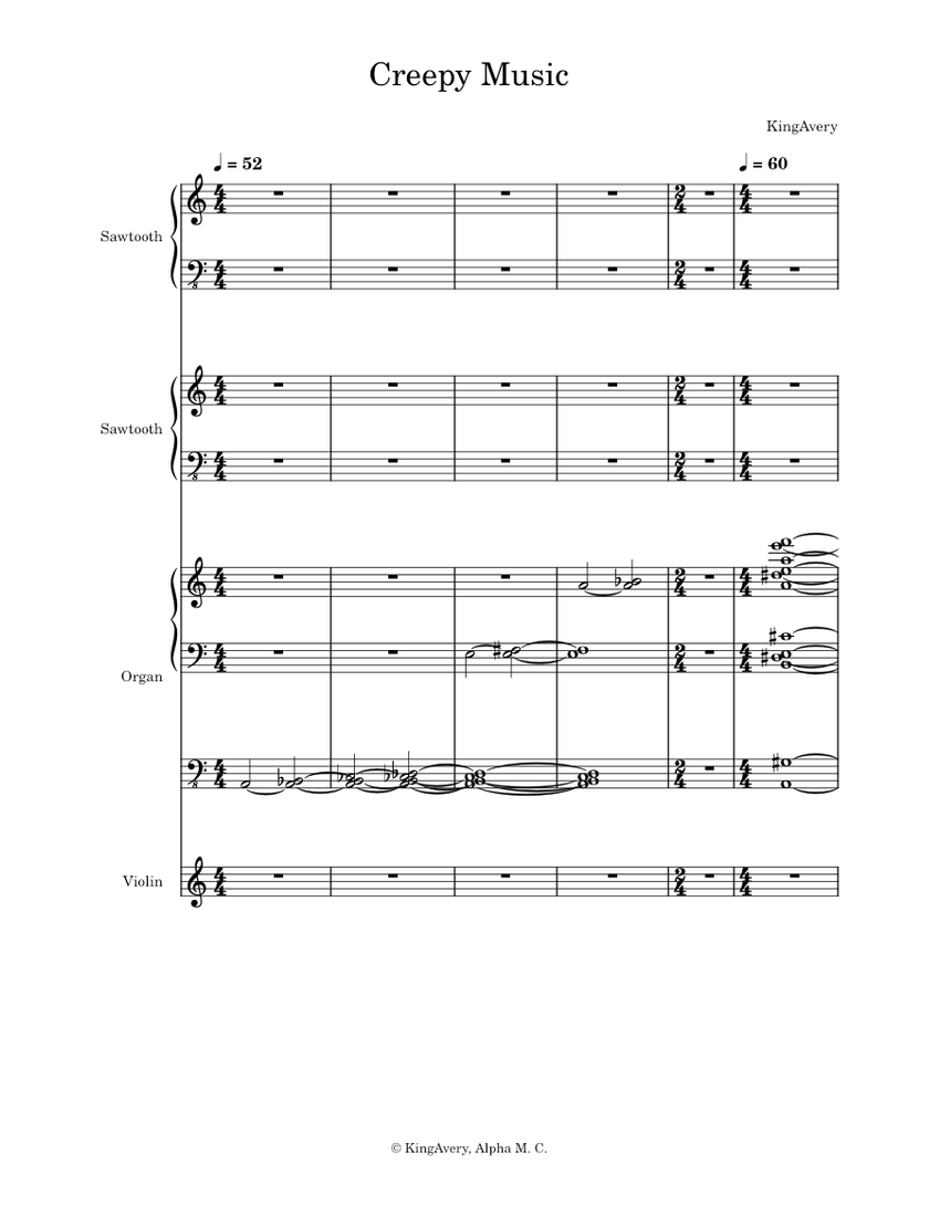 Creepy Music Sheet music for Violin, Synthesizer, Organ | Download free