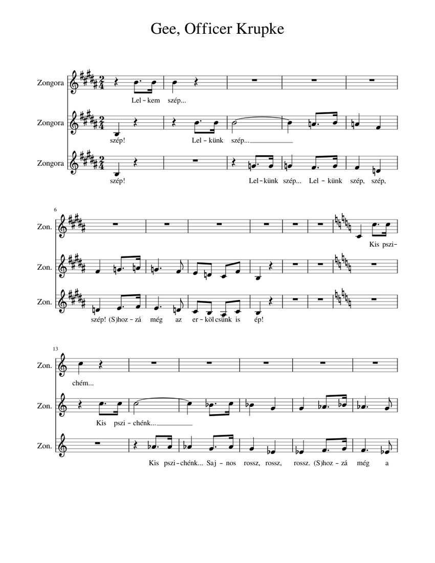 Gee Officer Krupke Sheet Music