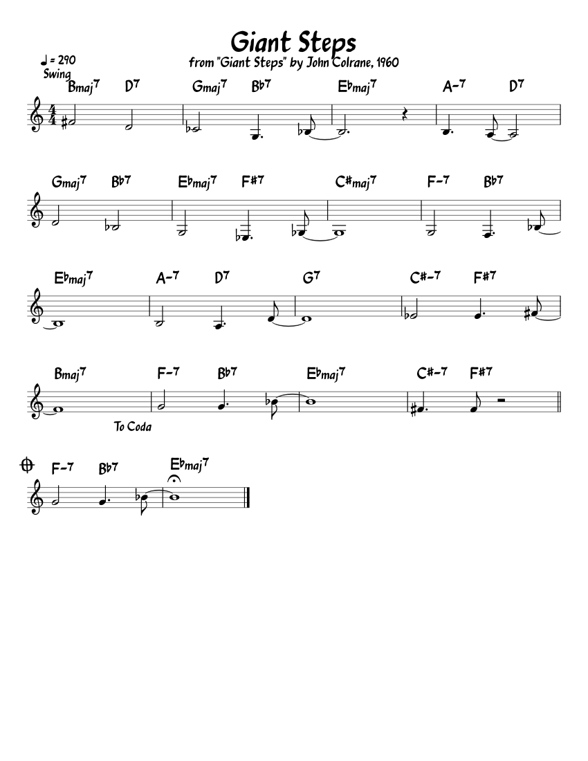 Giant Steps sheet music for Piano download free in PDF or MIDI