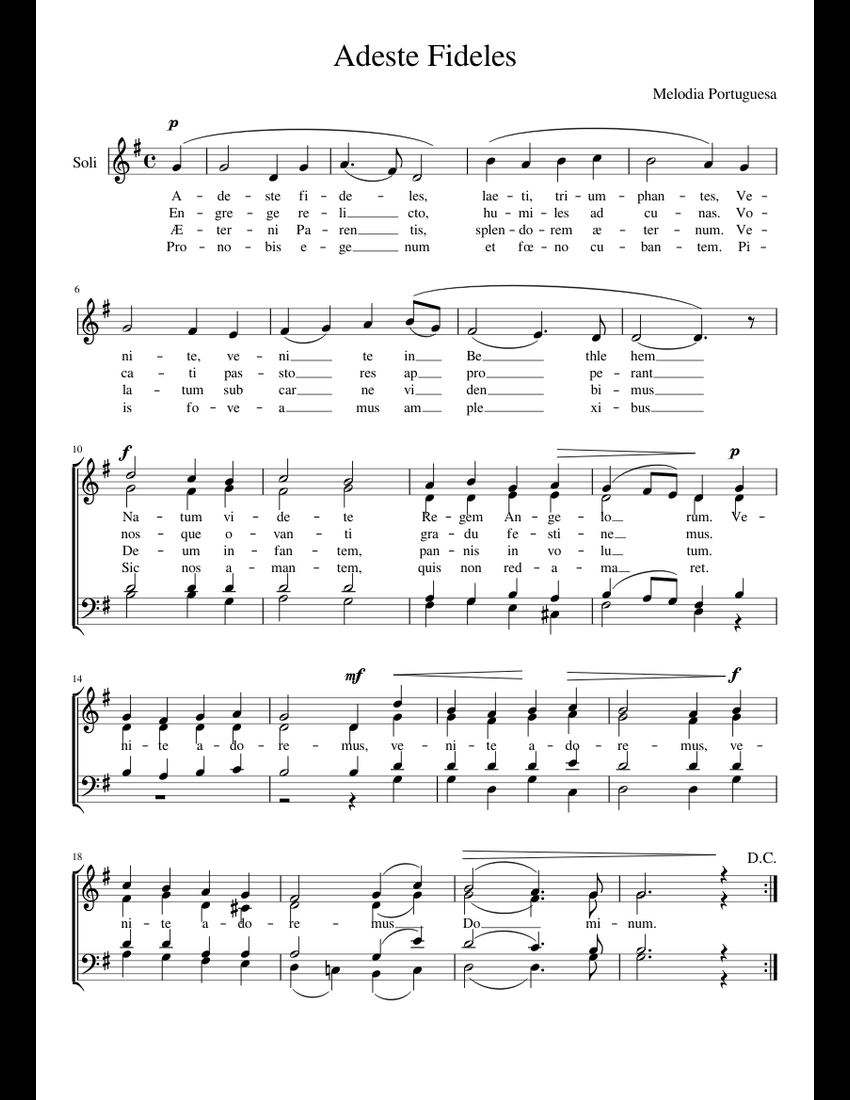 Adeste Fideles sheet music for Voice download free in PDF or MIDI