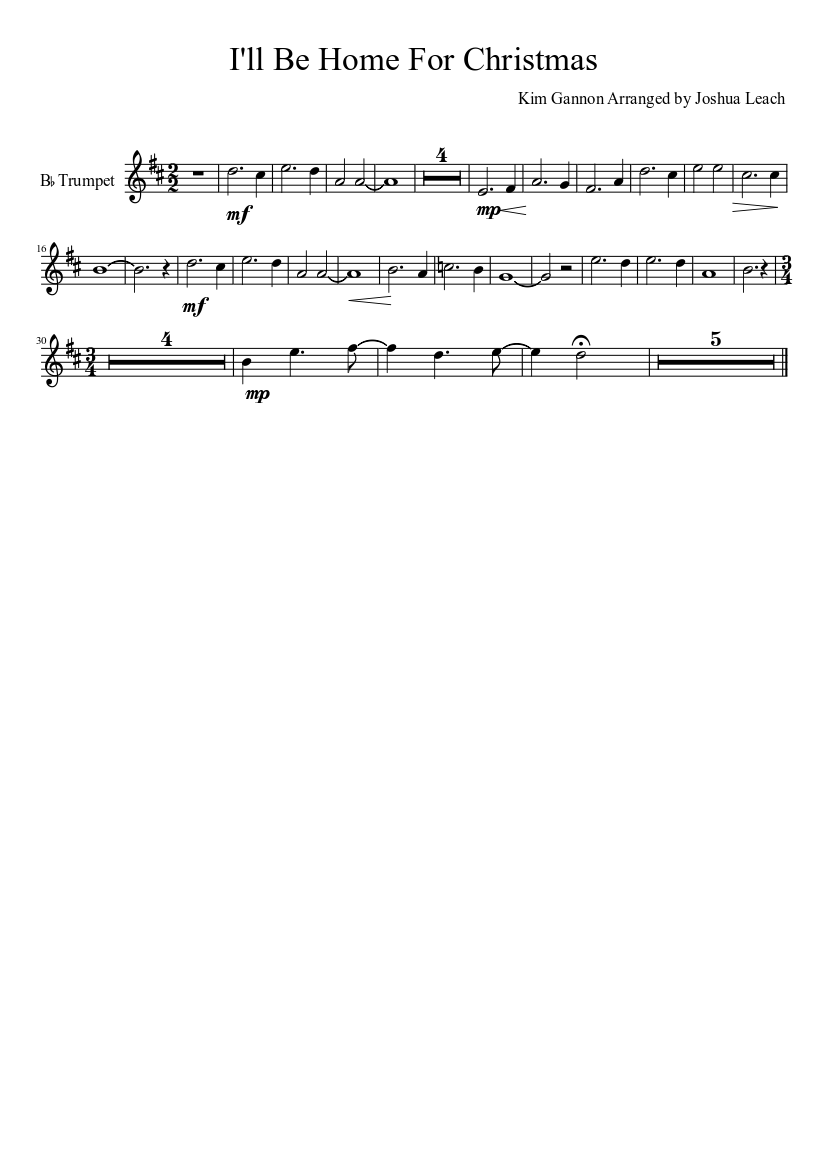 I'll Be Home For ChristmasTrumpet Revised sheet music download free in