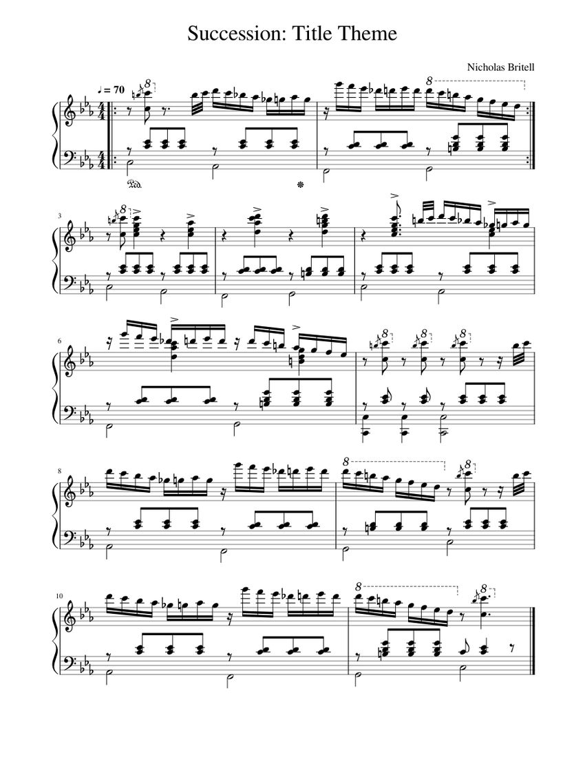 Succession Title Theme Sheet music for Piano | Download free in PDF or