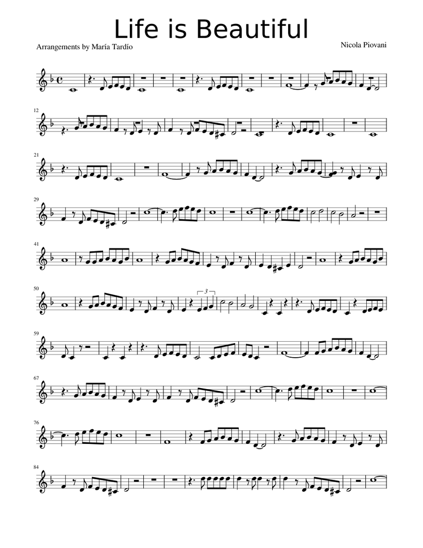Life is beautiful Sheet music for Piano (Solo)