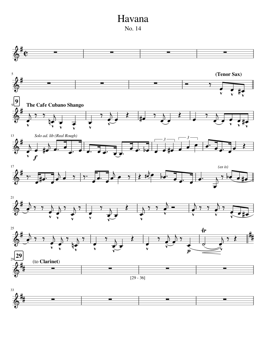 Havana Sheet music for Clarinet (Bass) (Solo) | Musescore.com