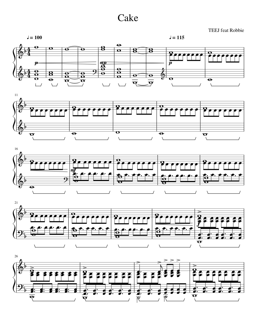 Cake Sheet music for Piano (Solo) | Musescore.com