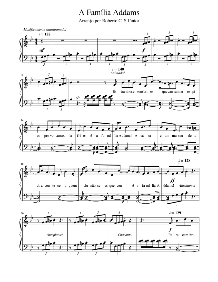 A Família Addams Sheet music for Piano (Solo) | Musescore.com