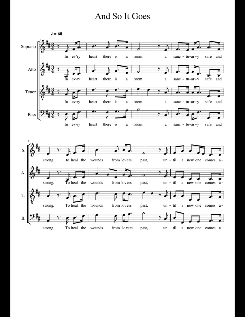 And So It Goes sheet music for Voice download free in PDF or MIDI