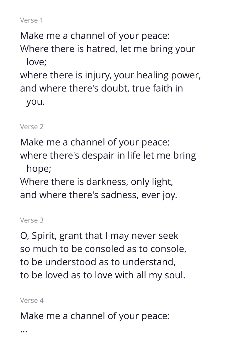 Make Me A Channel Of Your Peace hymn lyrics & sheet music | MuseScore.com