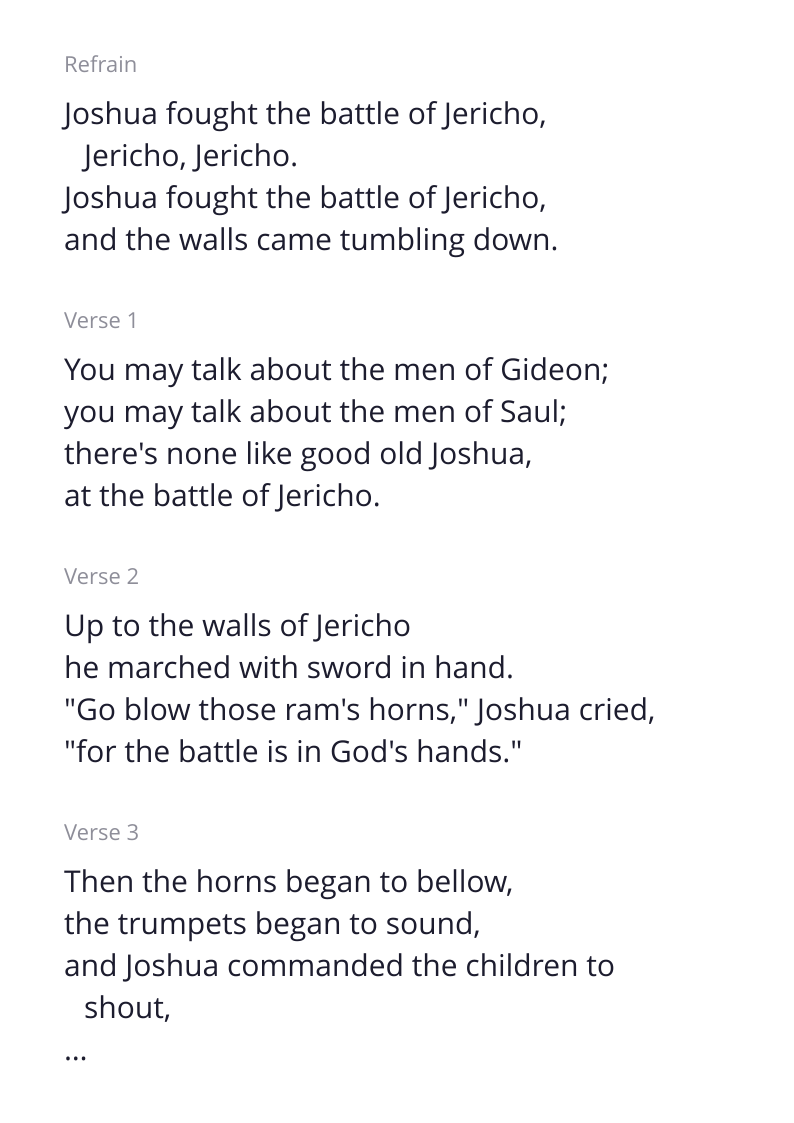 Joshua Fought the Battle of Jericho hymn lyrics & sheet music ...