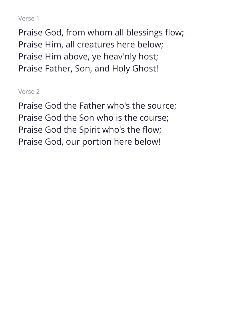 Praise God from Whom All Blessings Flow hymn lyrics & sheet music ...