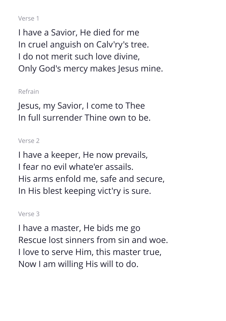 I Have a Savior hymn lyrics & sheet music | MuseScore.com